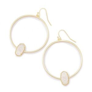 KENDRA SCOTT Elora Hoop Earring in Gold Iridescent Drusy w/ Jewelry Pouch